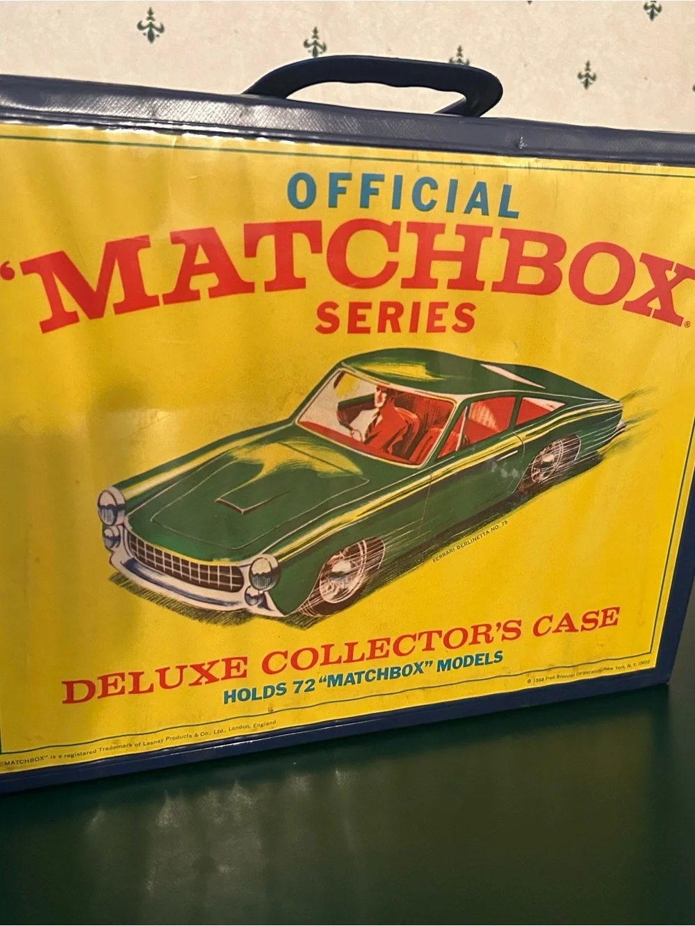 Matchbox Yellow Case with Green Card and Red Logo